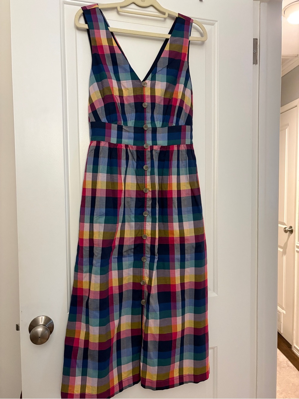 J Crew Factory-Women’s Plaid Button-Front Sundress - Multicolor